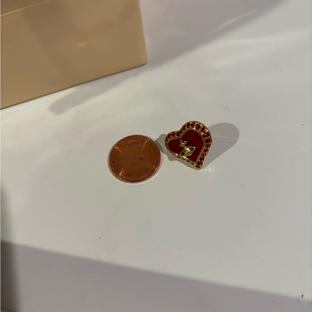 Vivienne Westwood Gold and Red Heart Earrings - Picture 6 of 6
